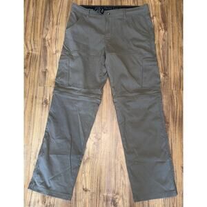PrAna Stretch Zion Convertible Cargo Pants Mens 34x32 Olive Green Outdoor Hiking